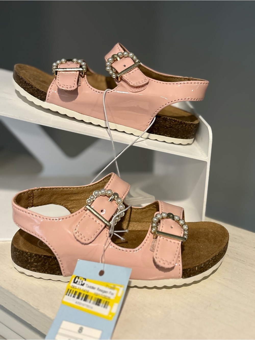 Toddler Reagan Footbed Sandals Pink Pearls - Cat & Jack - Size 8 NEW